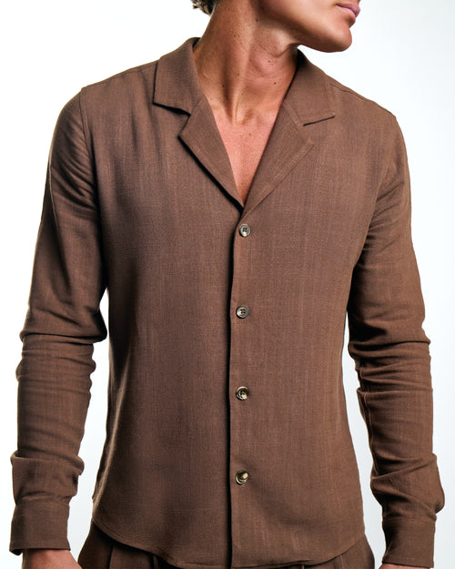 LIORA LINEN SHIRT - WALNUT