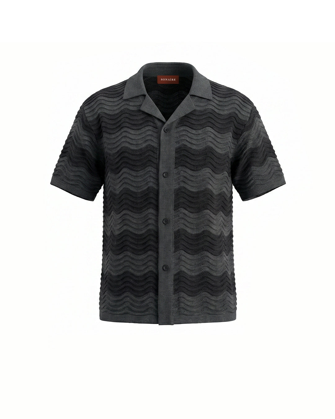 VÉLA CHEVRON KNIT SHIRT - CHARCOAL
