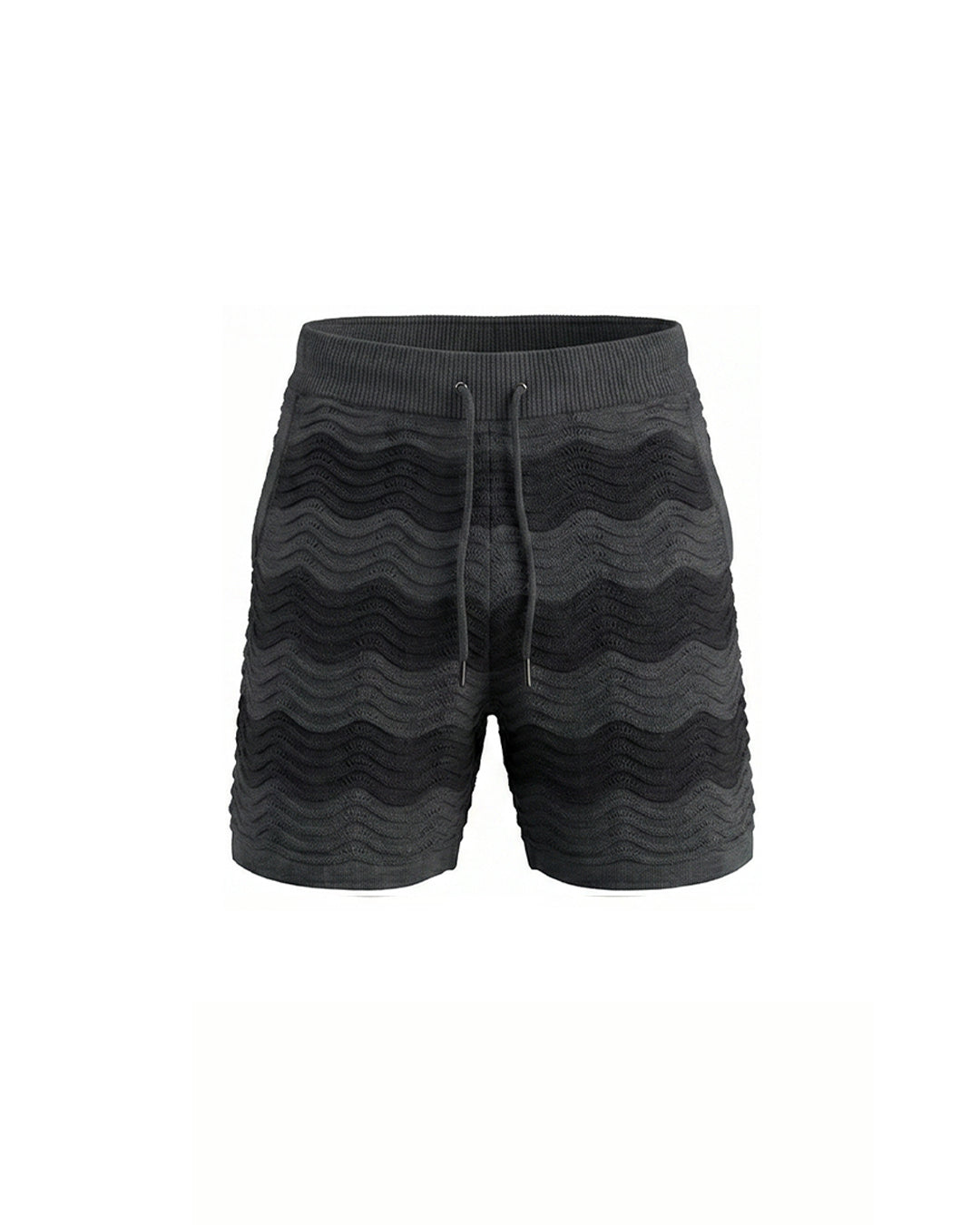VÉLA CHEVRON KNIT SHORTS - CHARCOAL