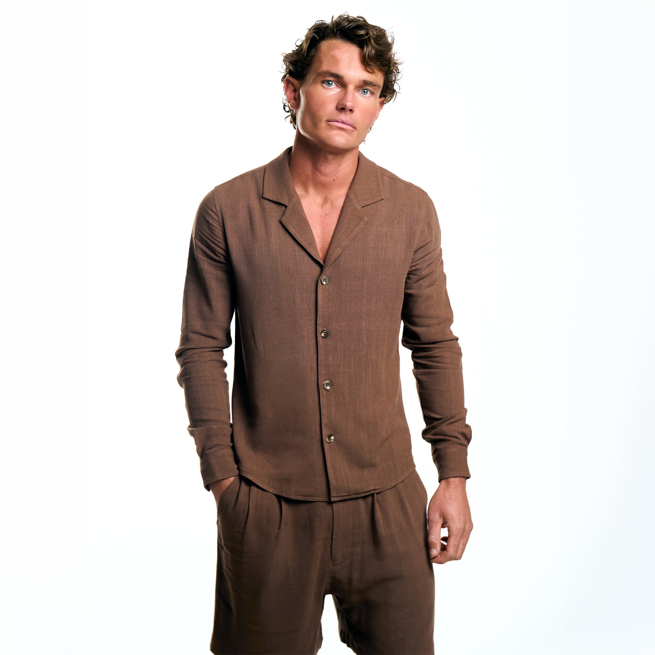 Liora Linen Shorts - Walnut