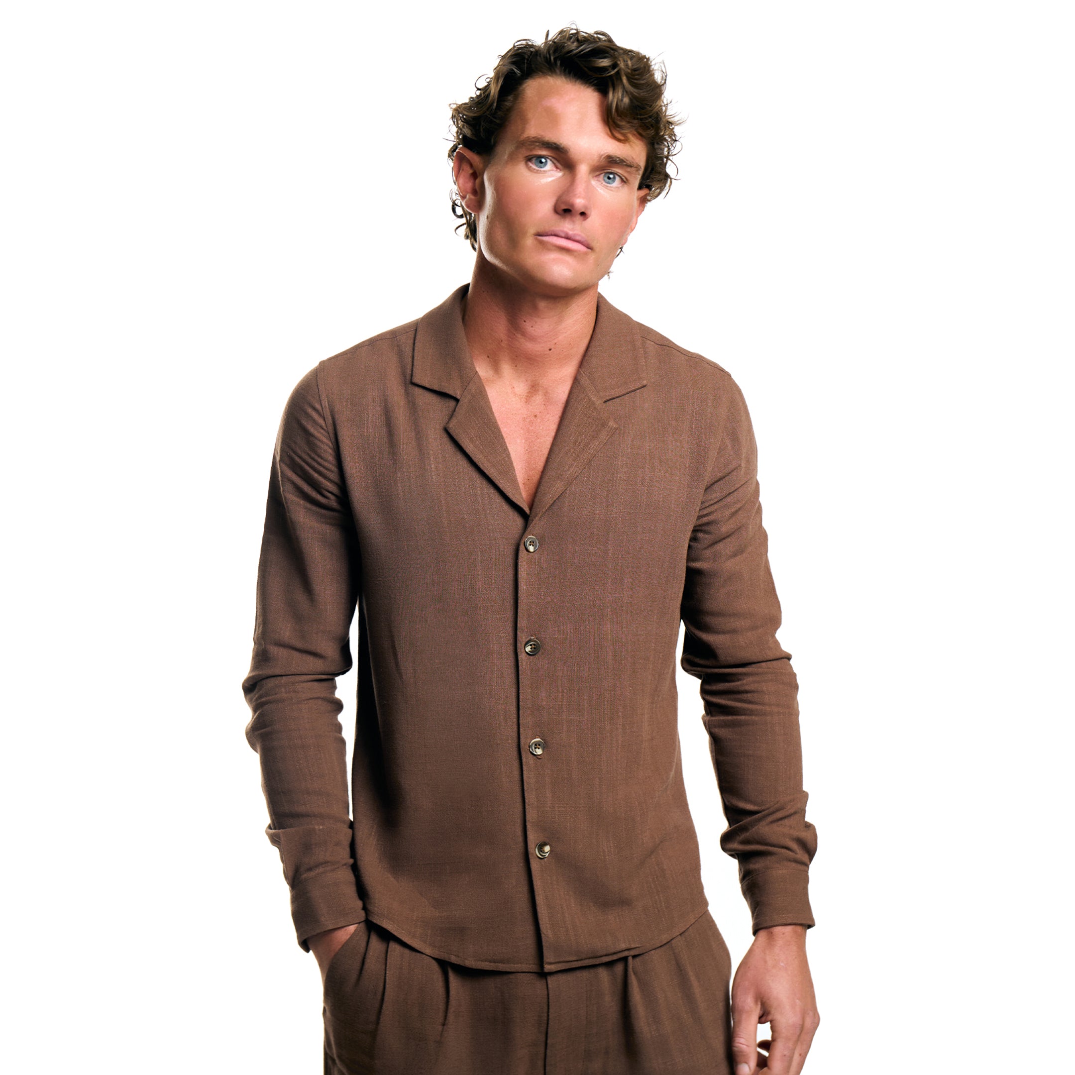 Liora Linen Shirt - Walnut
