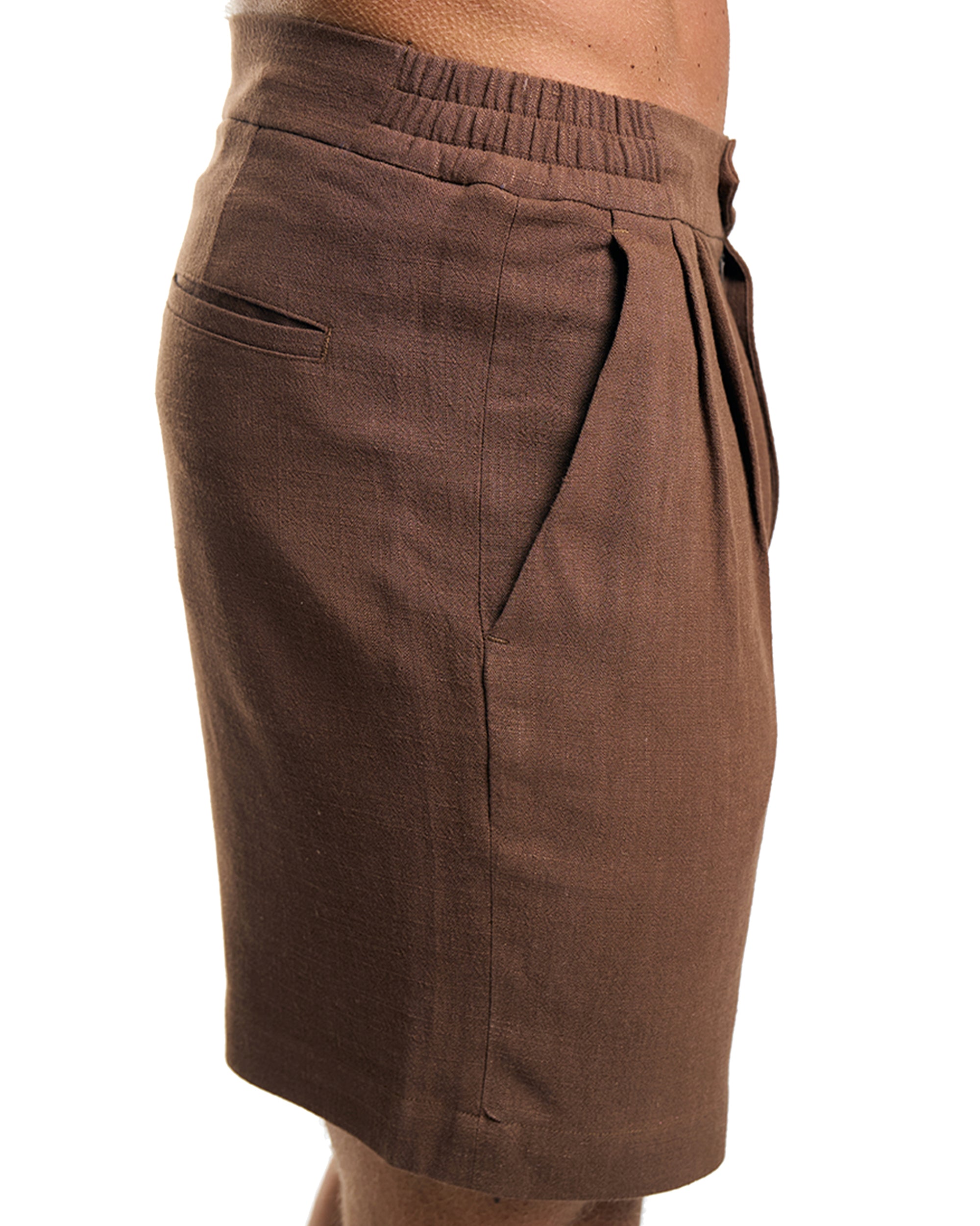 LIORA LINEN SHORTS - WALNUT