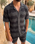 VÉLA CHEVRON KNIT SHIRT - CHARCOAL