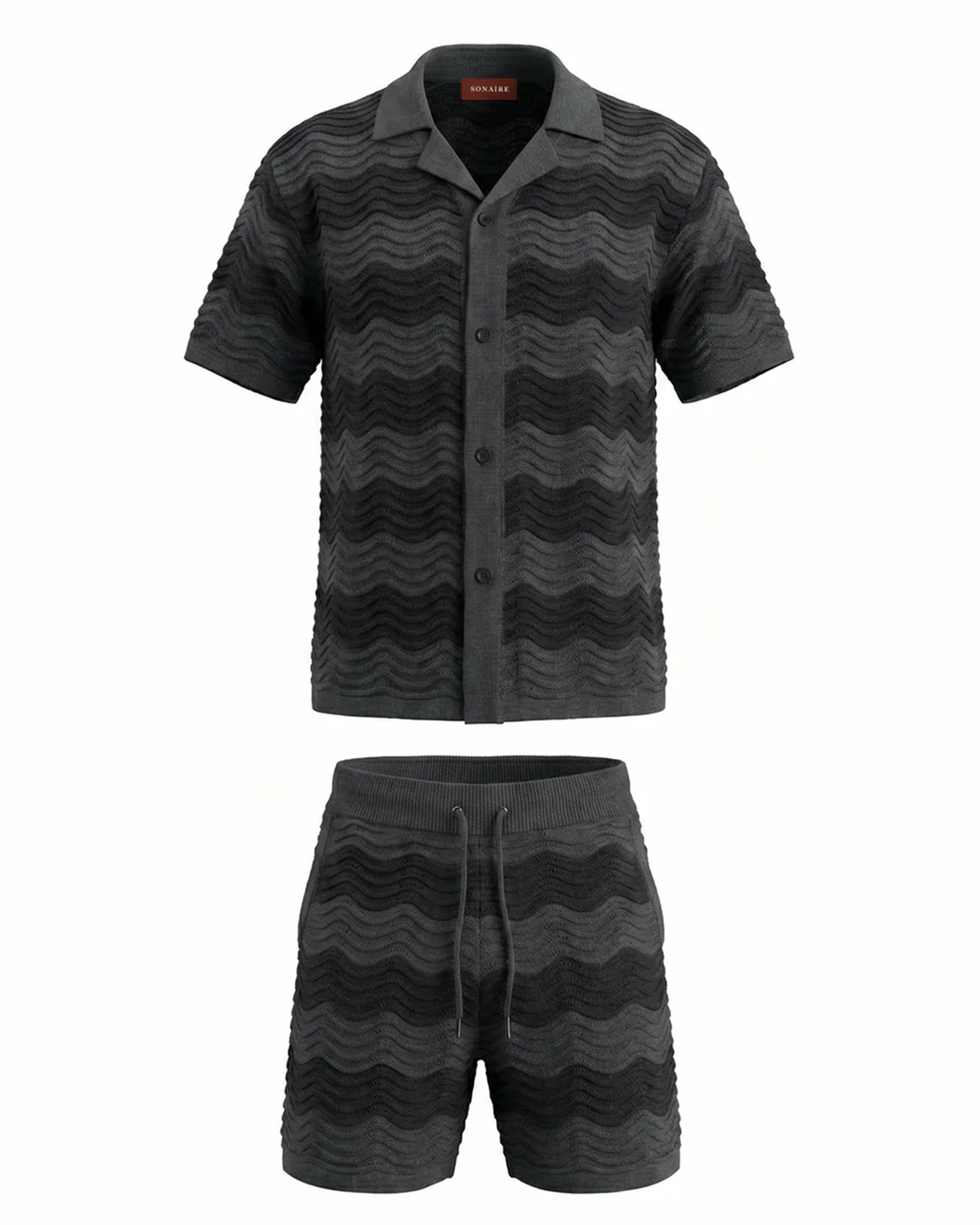 VÉLA CHEVRON KNIT SHIRT - CHARCOAL