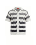 VÉLA CHEVRON KNIT SHIRT - WHITE/GREY