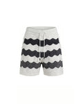 VÉLA CHEVRON KNIT SHORTS - WHITE/GREY