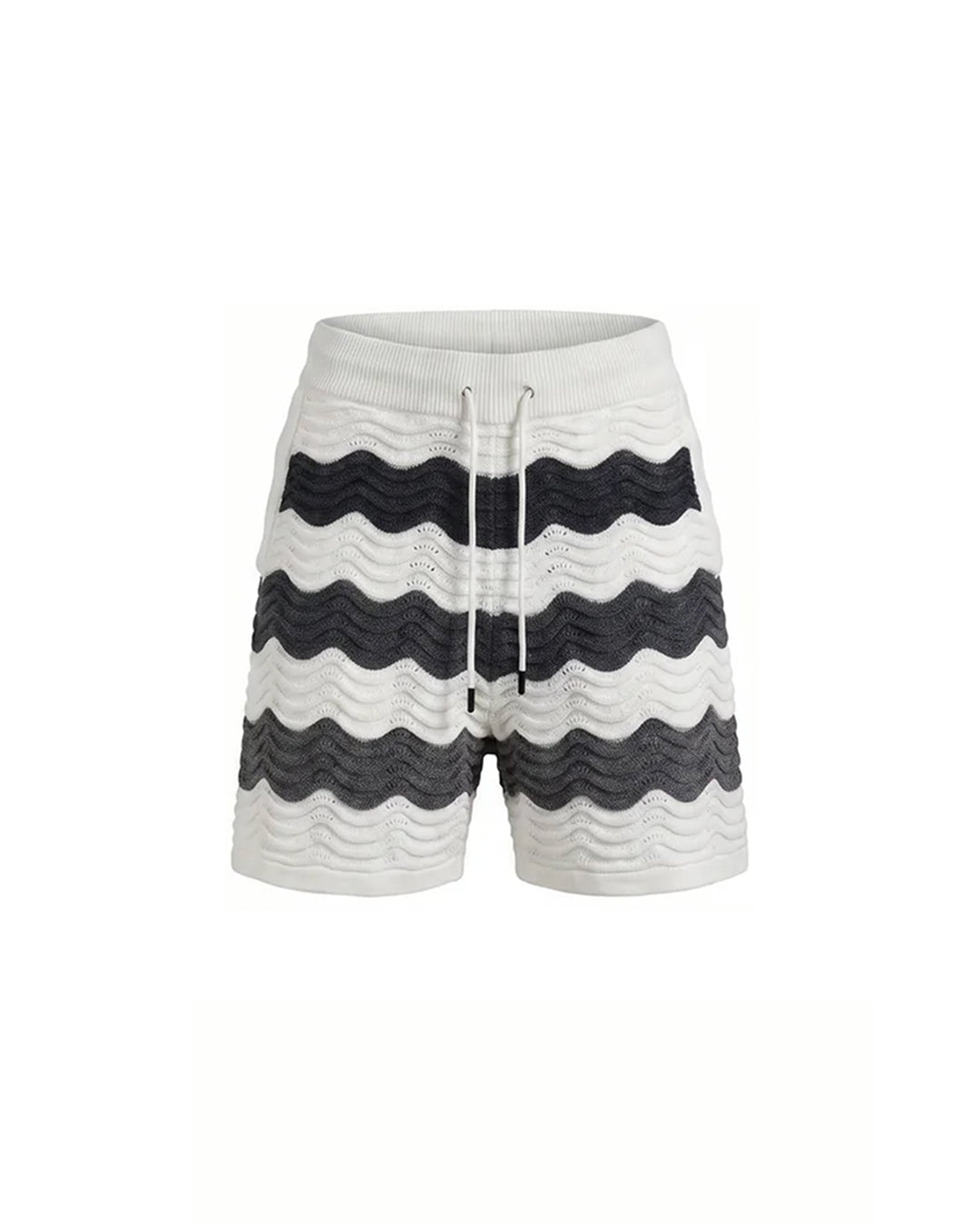 VÉLA CHEVRON KNIT SHORTS - WHITE/GREY