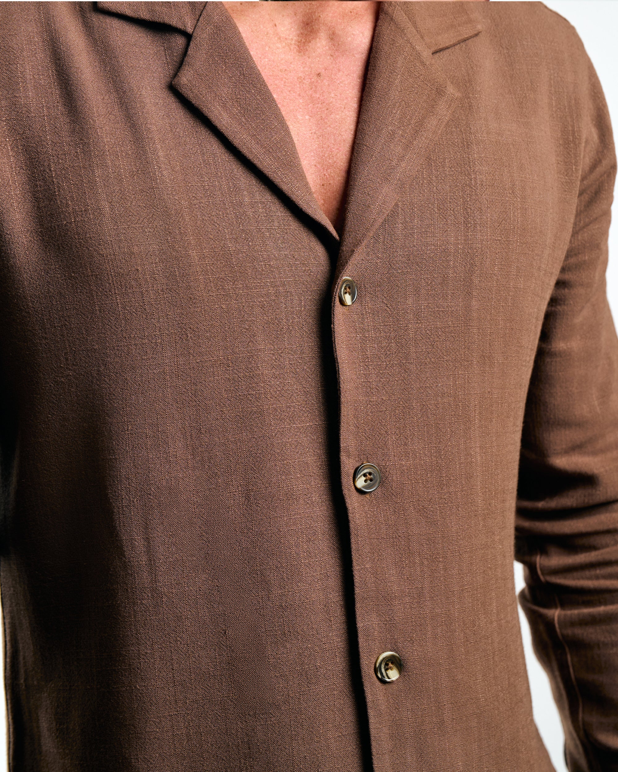 LIORA LINEN SHIRT - WALNUT